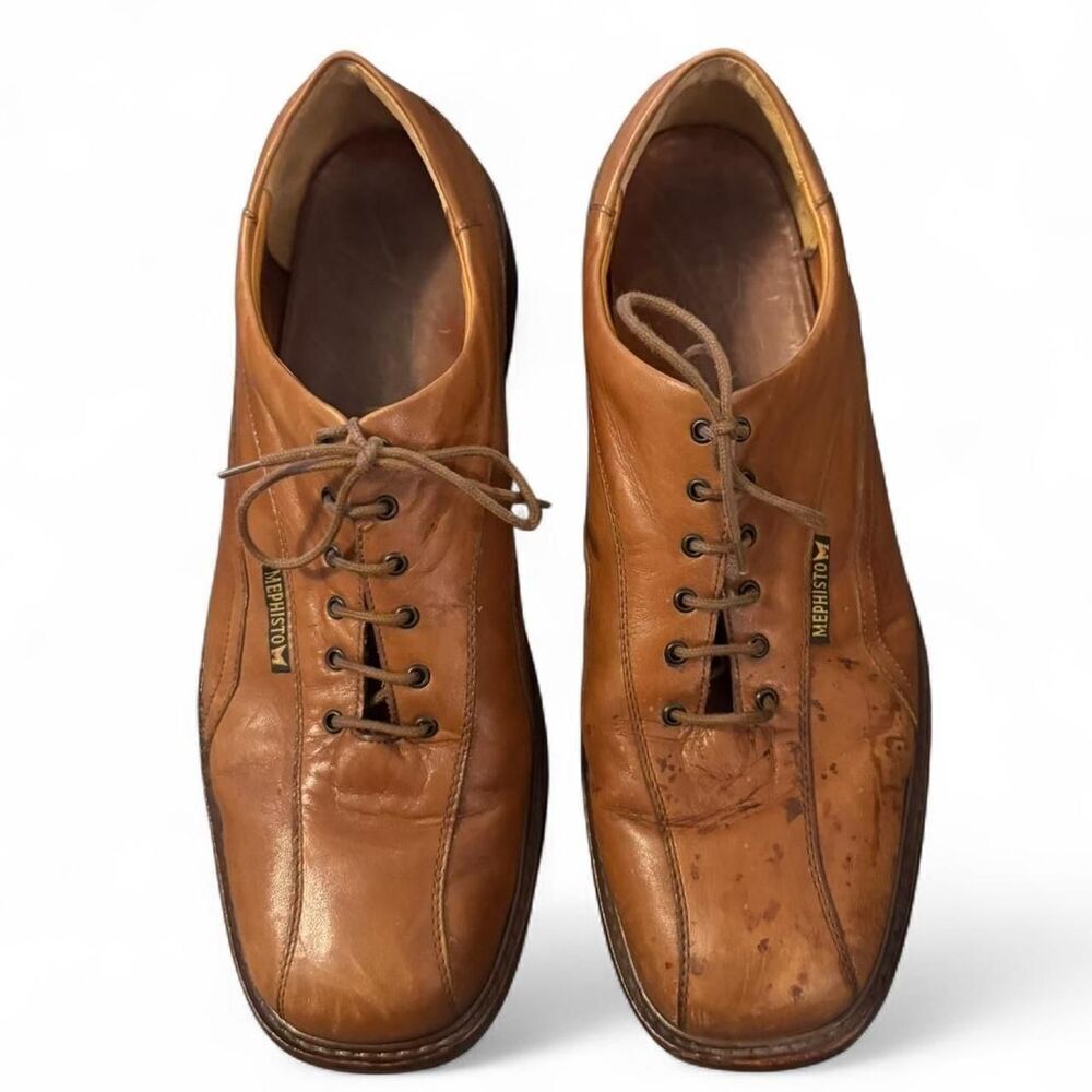 Mephisto Men’s Size 12.5 Brown Leather Lace-Up Comfort Shoes Shock Absorb sole